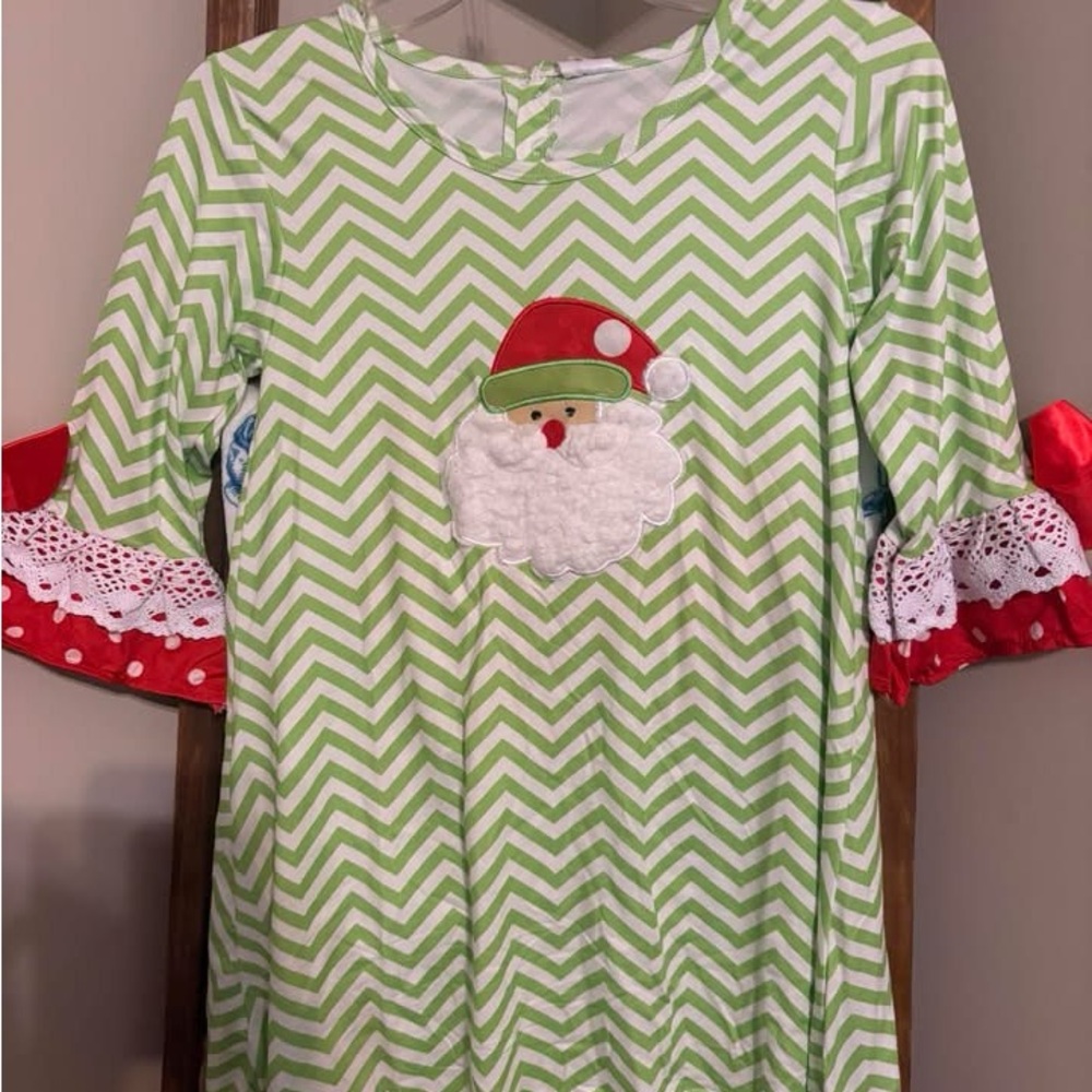 THE BABE COLLECTION Green Chevron Santa Blouse